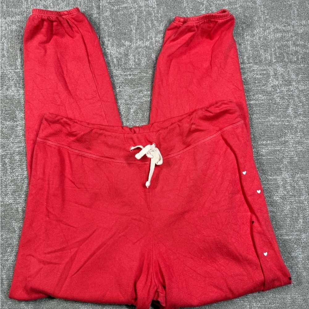 Sundry Red heart Print Waist Tie Sweat pant Jogger Women Size 3